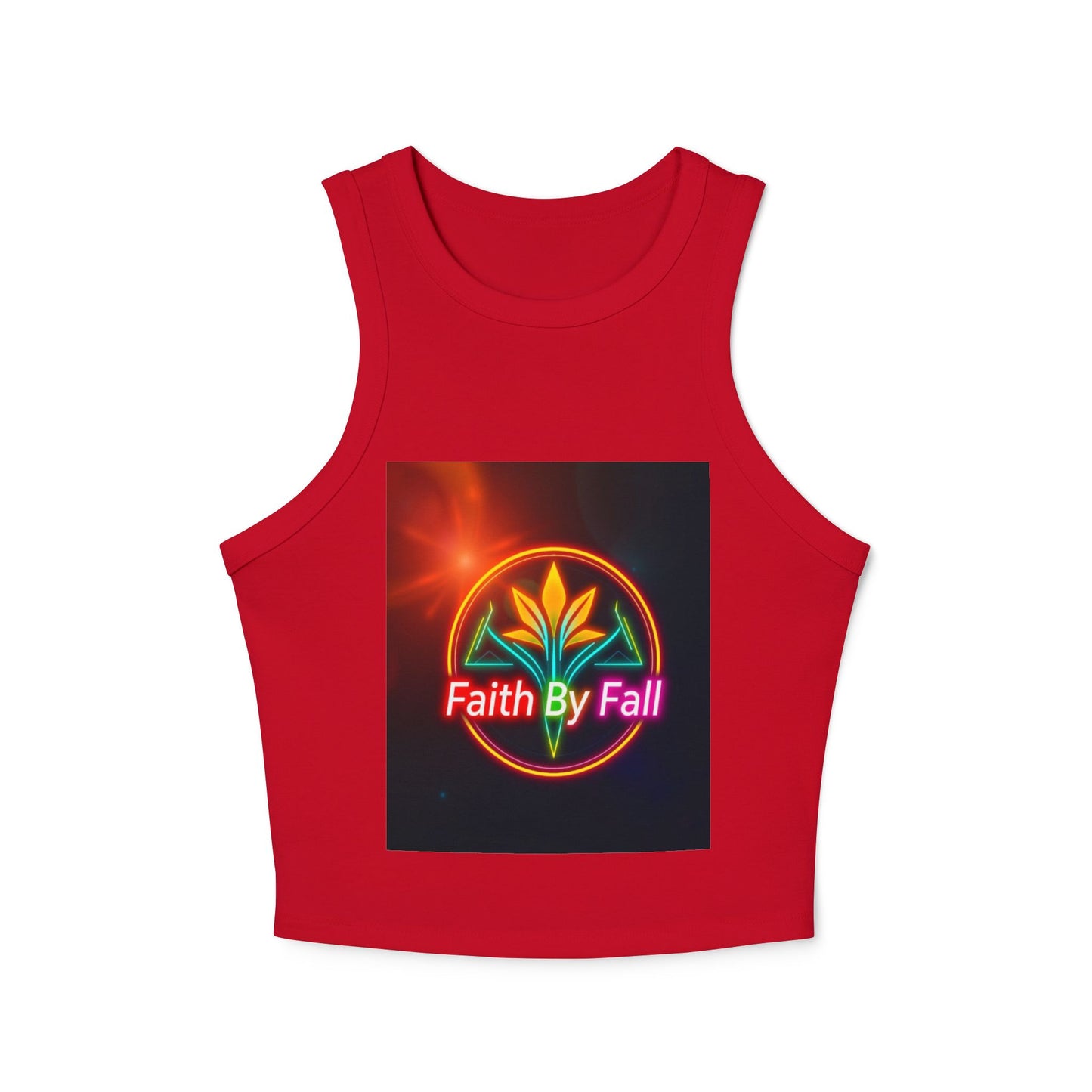 Women's Faith By Fall Racer Tank Top | Crop Top for Summer, Casual Wear, Festival Fashion, Gift for Her, Inspirational Apparel