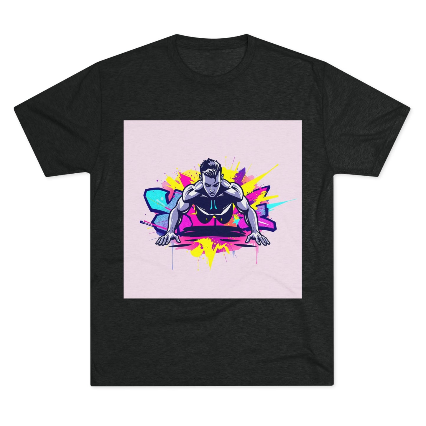 Fitness Motivation Tri-Blend Crew Tee - Vibrant Push-Up Design