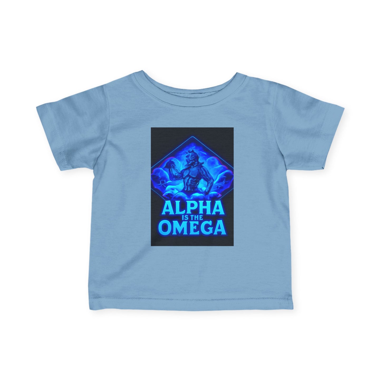 Infant Tee — "Alpha Is the Omega" Neon Christian Baby Shirt