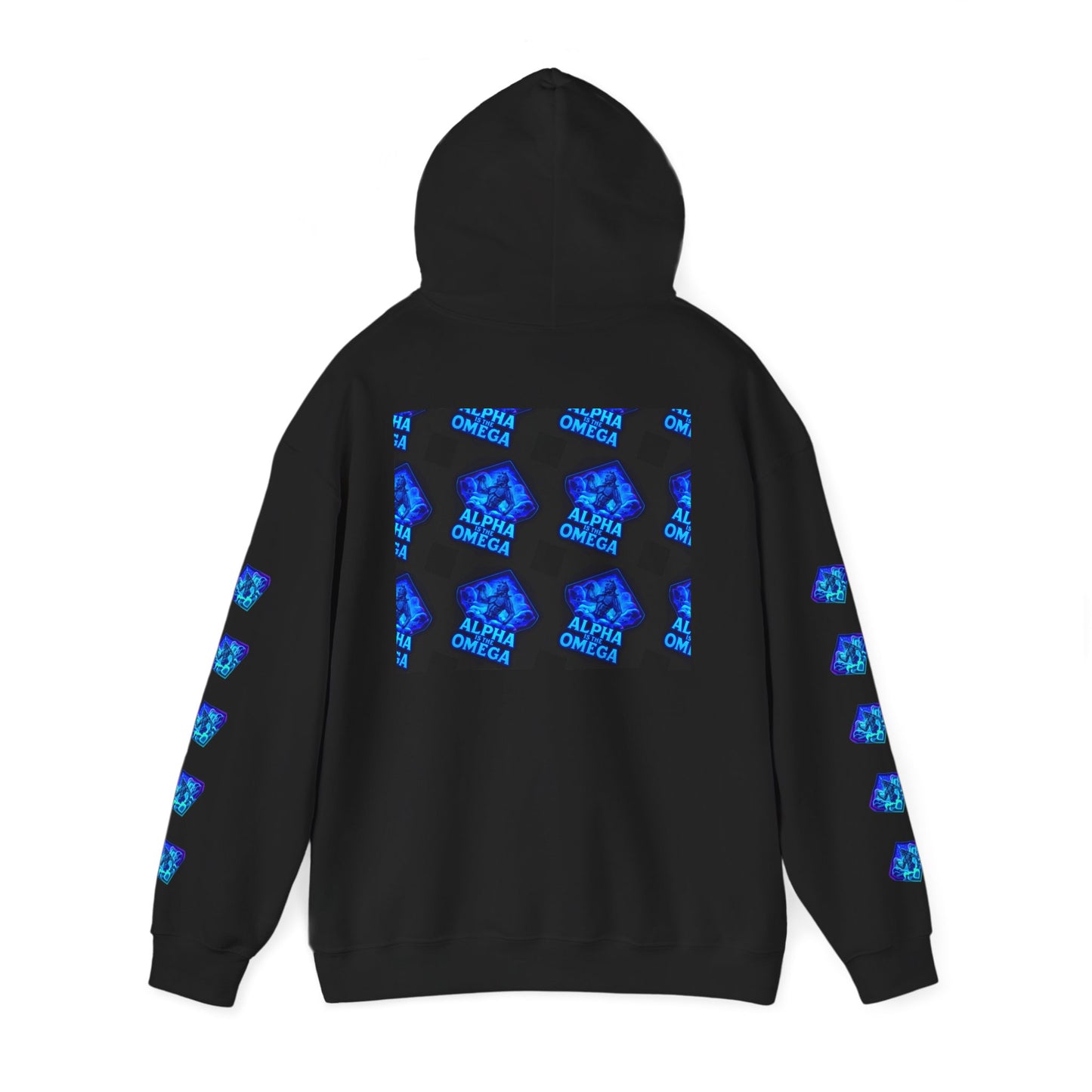 Alpha is the Omega Graphic Hoodie — Blue Retro Logo Pullover