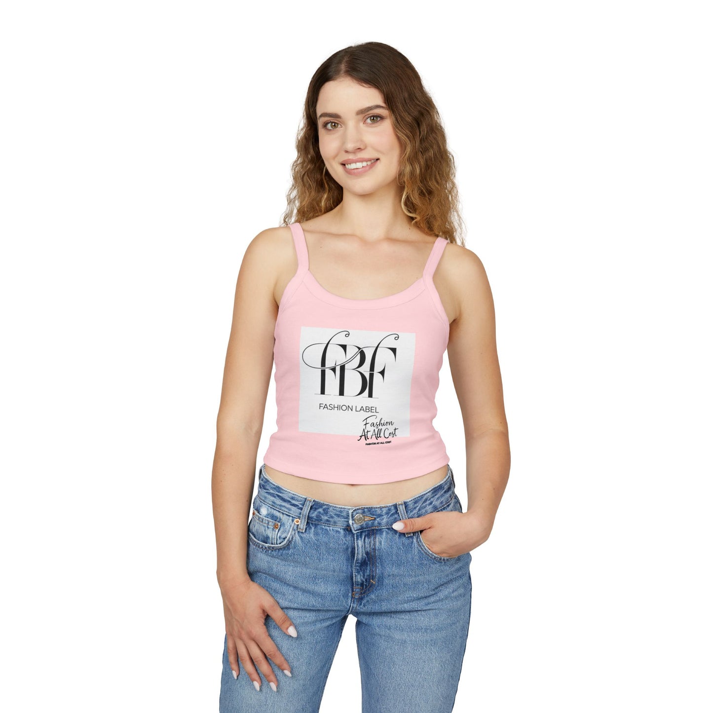 Chic Spaghetti Strap Tank Top - Fashion Label Graphic