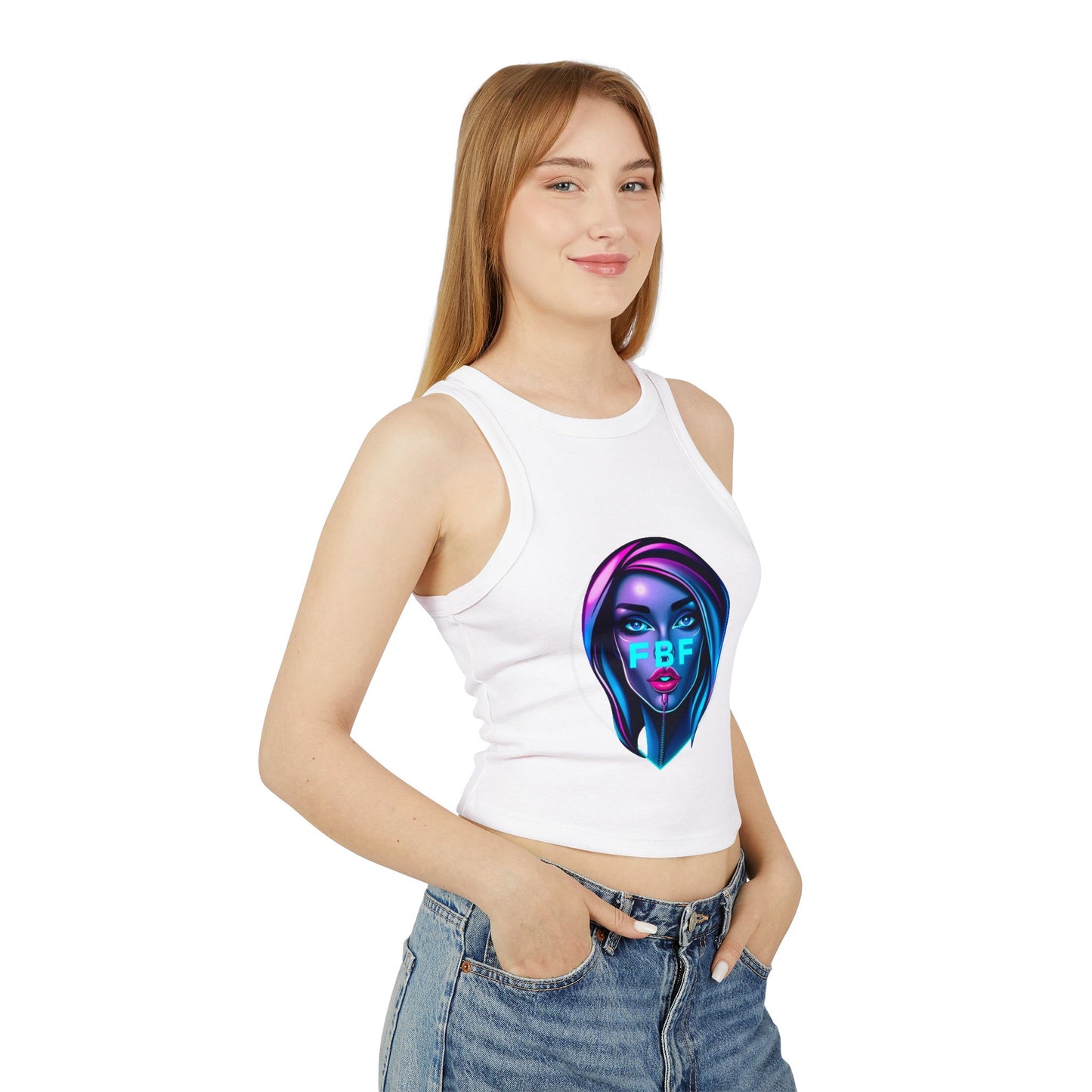 Futuristic Chic Racer Tank Top | Stylish Sleeveless Top for Summer | Perfect for Festivals, Parties, Casual Wear, Gifts