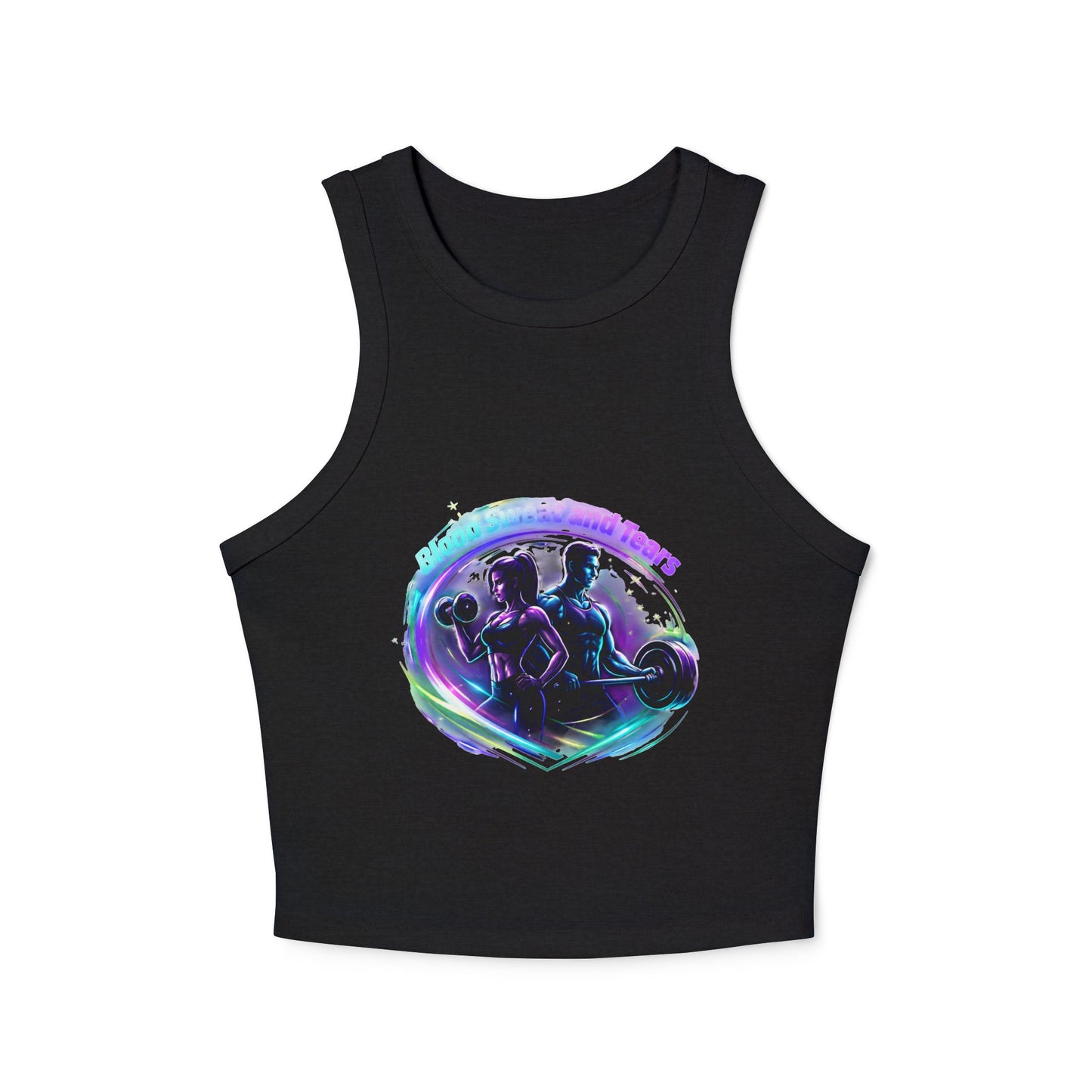 Fitness Racer Tank Top — 'FBF' Weightlifting Graphic Women's Micro Rib Tank