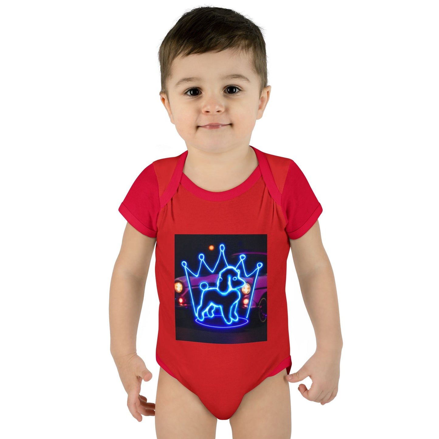 Neon Dog Crown Baby Bodysuit, Cute Infant Outfit, Baby Shower Gift, Newborn Clothes, Pet Lover Apparel, Birthday Gift for Baby
