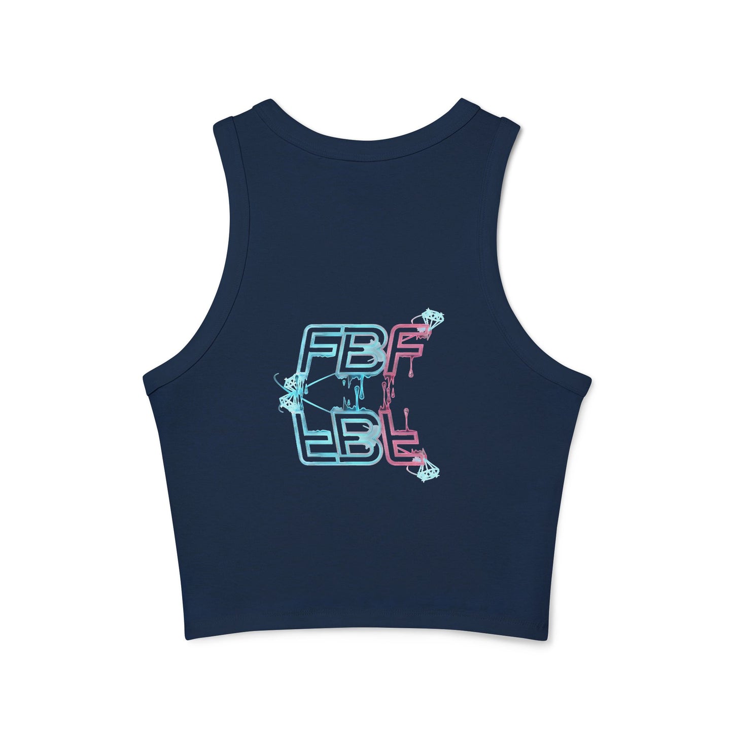 Racer Tank Top — Pastel Drip 'FBF' Bubble Graphic