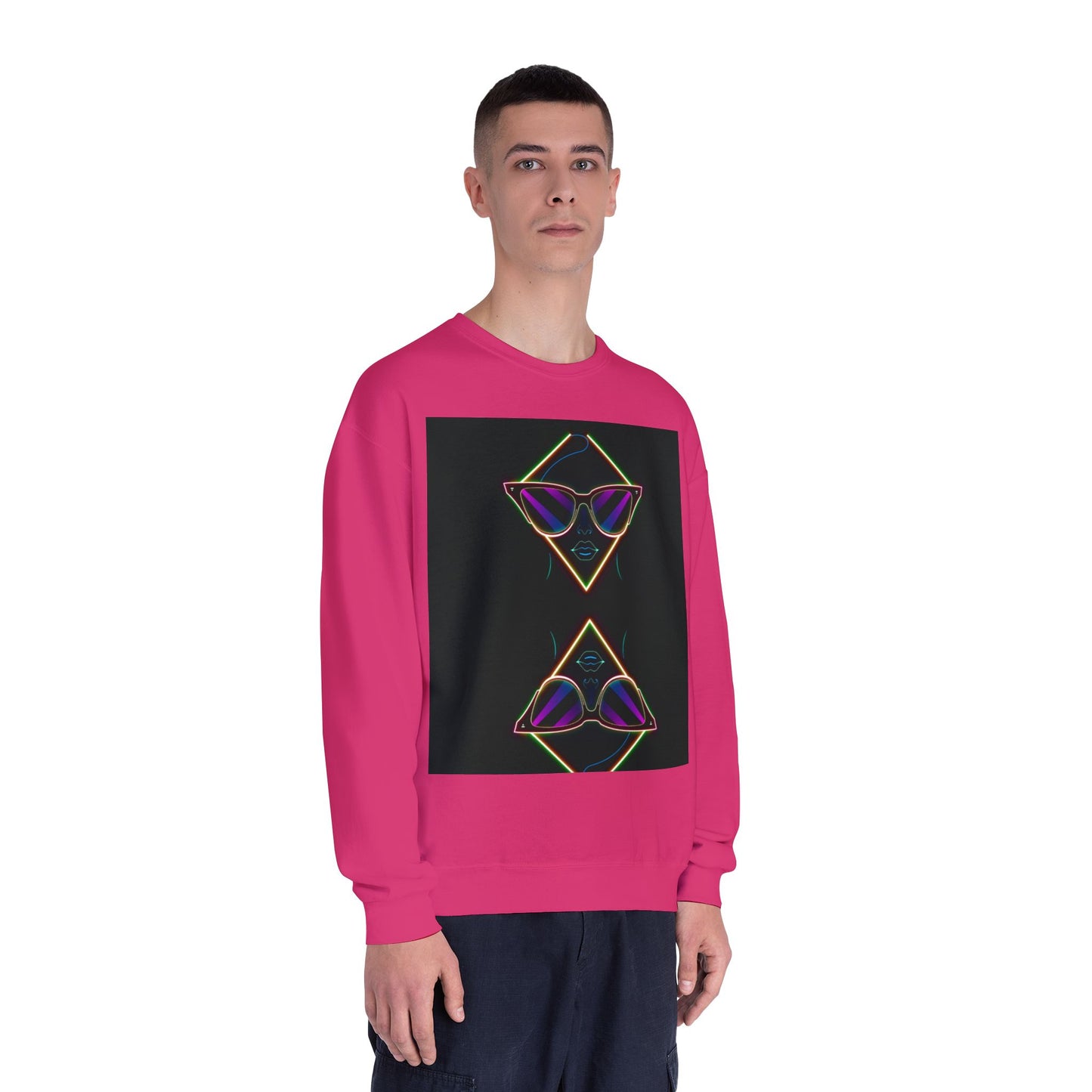 Retro Vibes Crewneck Sweatshirt with Sunglasses Design