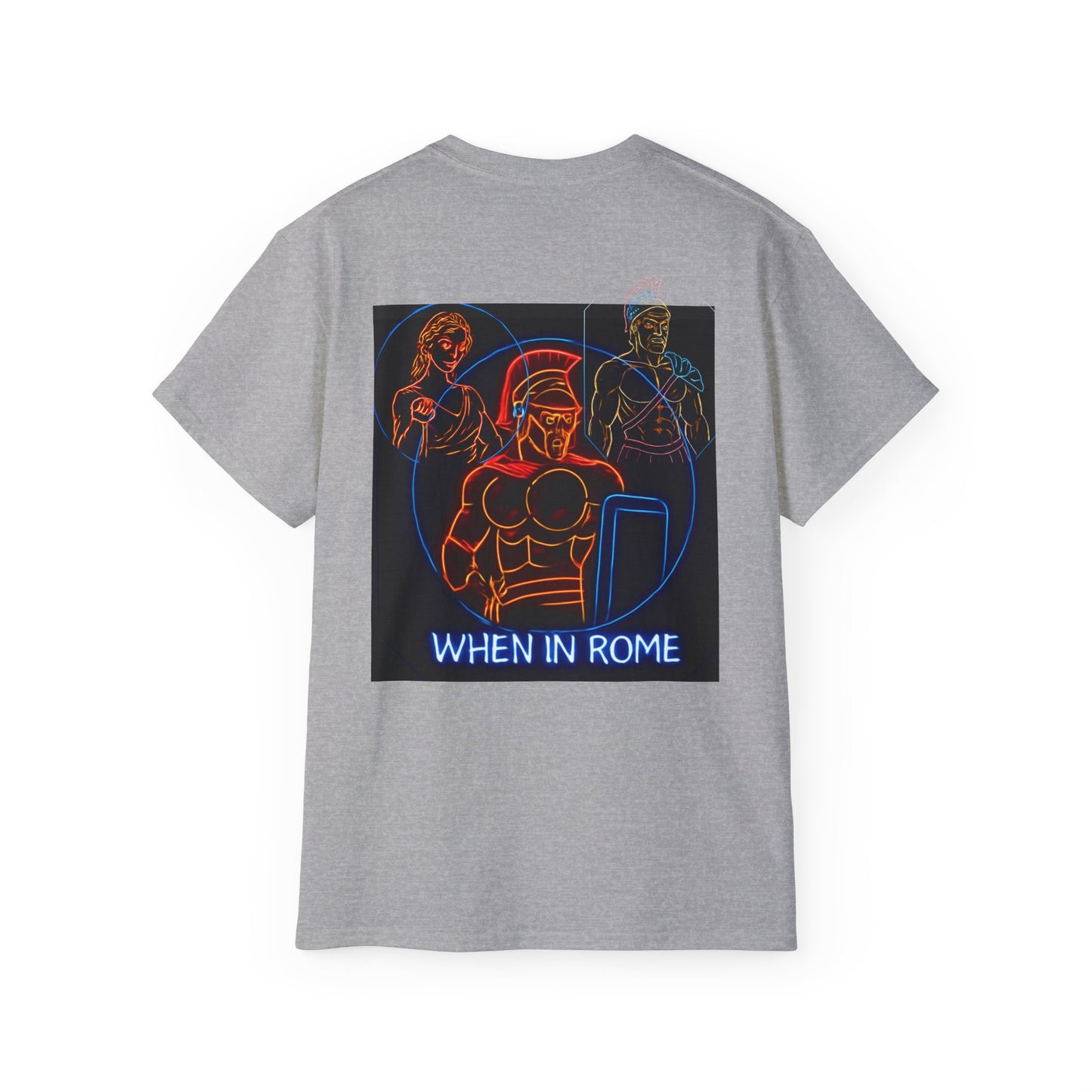 When in Rome Neon Graphic Tee - Roman Gladiator & Colosseum Vintage Style