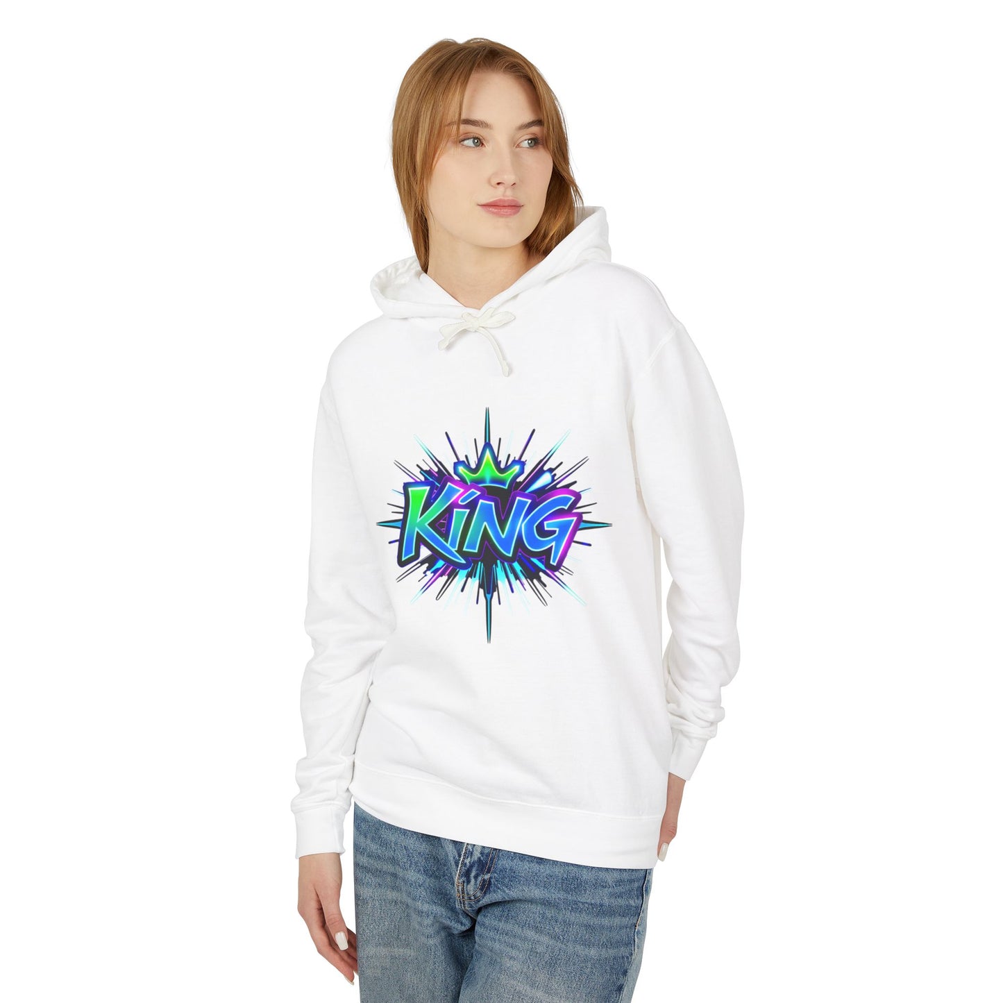 Colorful King Hoodie for Trendy Casual Wear, Unisex Lightweight Sweatshirt for Men & Women, Perfect Gift for Birthdays, Hip Hop Vibes, [...]