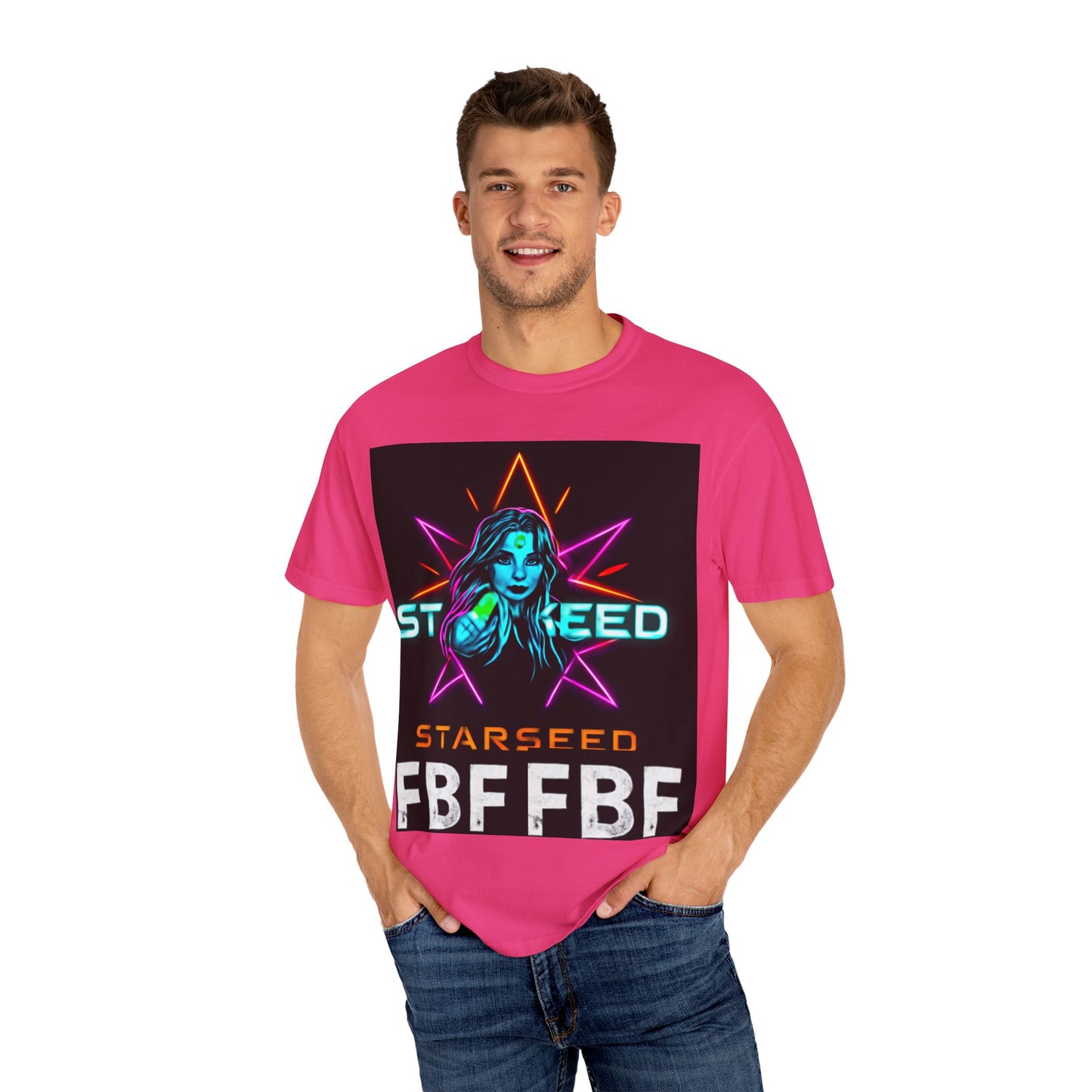 Neon Graphic T-Shirt - Starseed FBF Tee, Unisex Fashion, Cool Gift, Festival Wear, Retro Style, Casual Streetwear