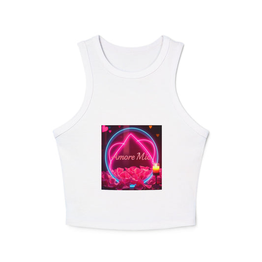 Romantic Graphic Racerback Tank, Cute Summer Top, Feminine Casual Wear, Heart Design, Gift for Her