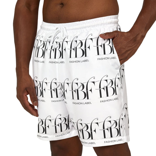 Trendy Unisex Swim Shorts - Fashion Label Print
