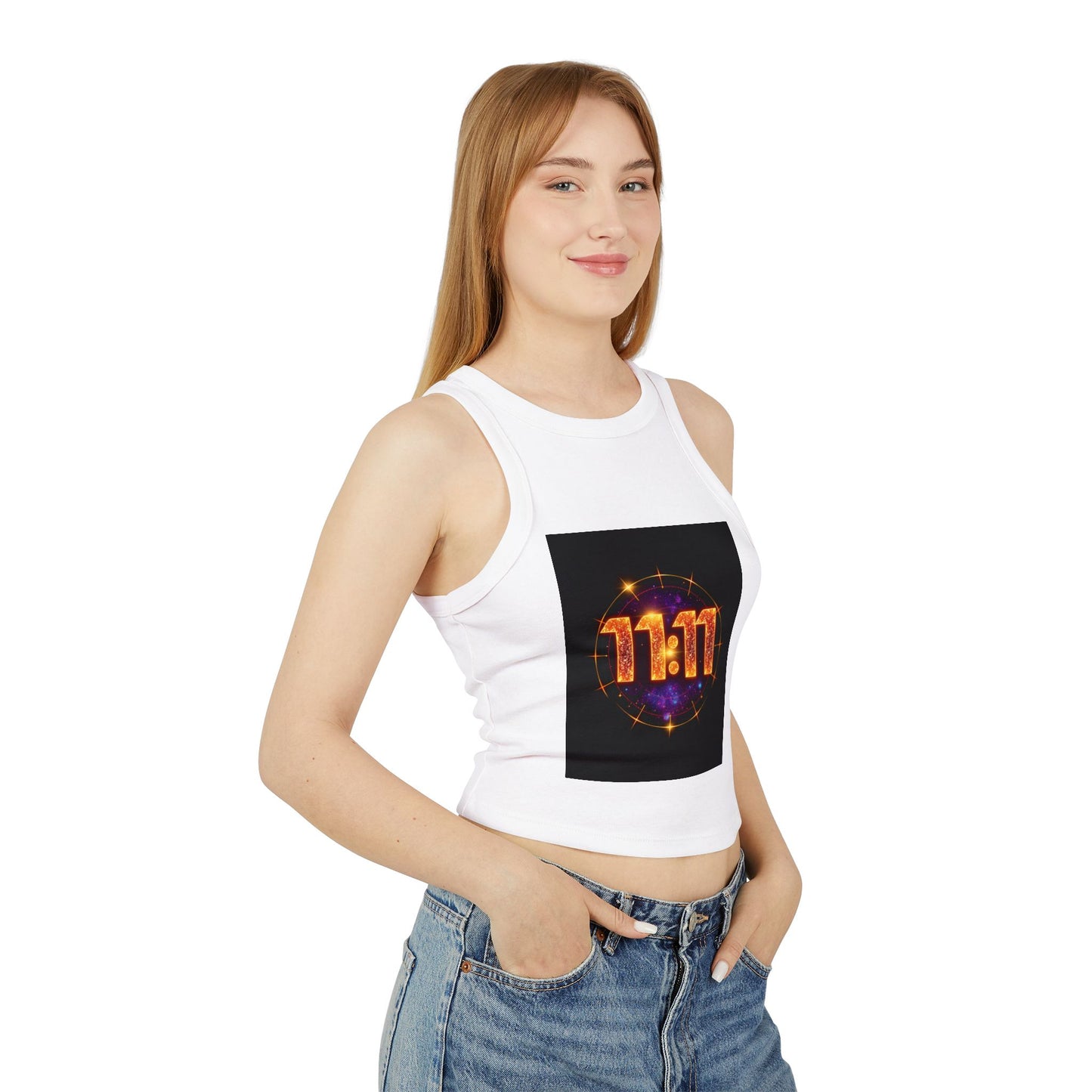 11:11 Women's Micro Rib Racer Tank Top | Motivational Gift, Yoga Wear, Summer Fashion, Spiritual Reminder, Casual Trend