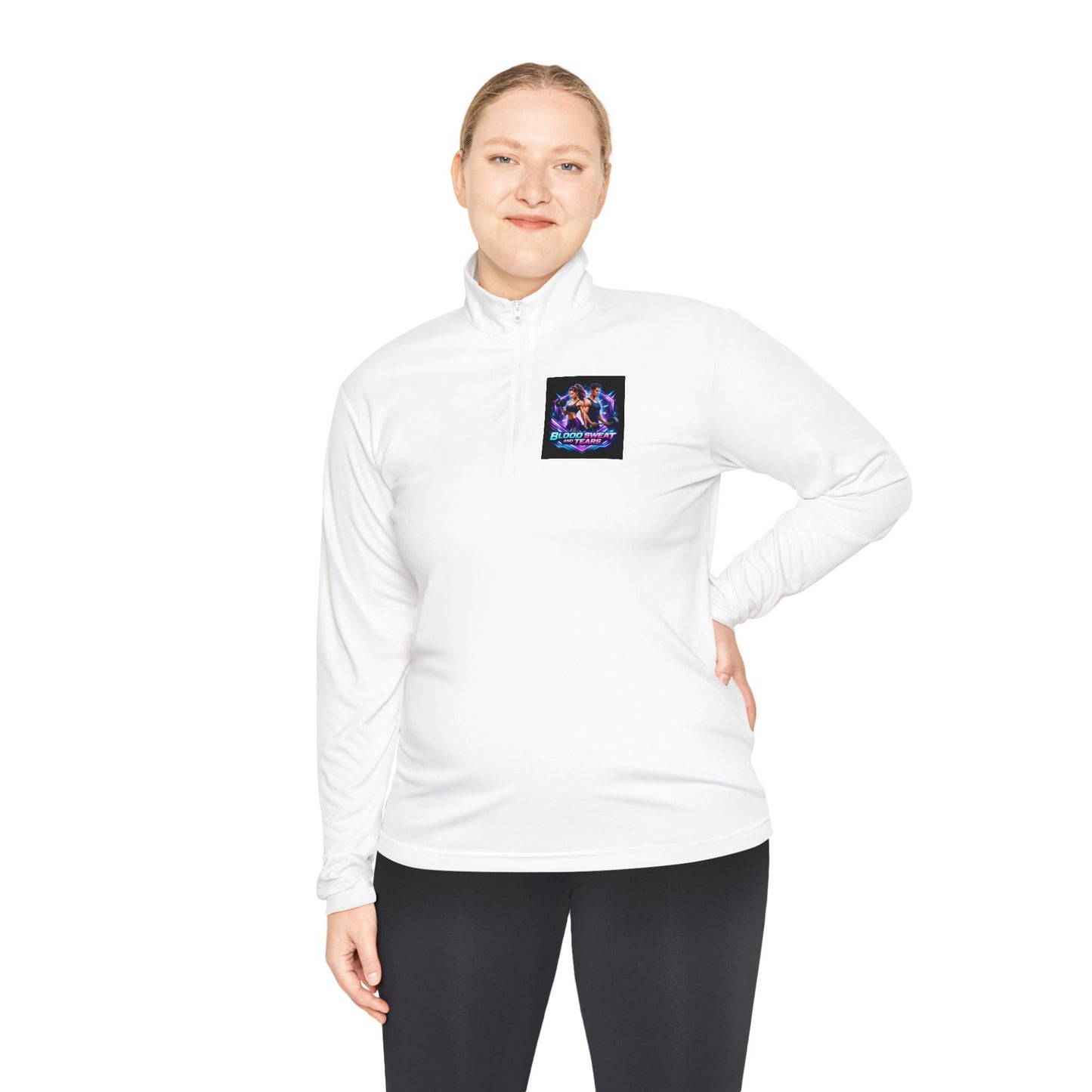 Quarter-Zip Pullover — Retro Neon Graphic with "Forever Fashion" Logo