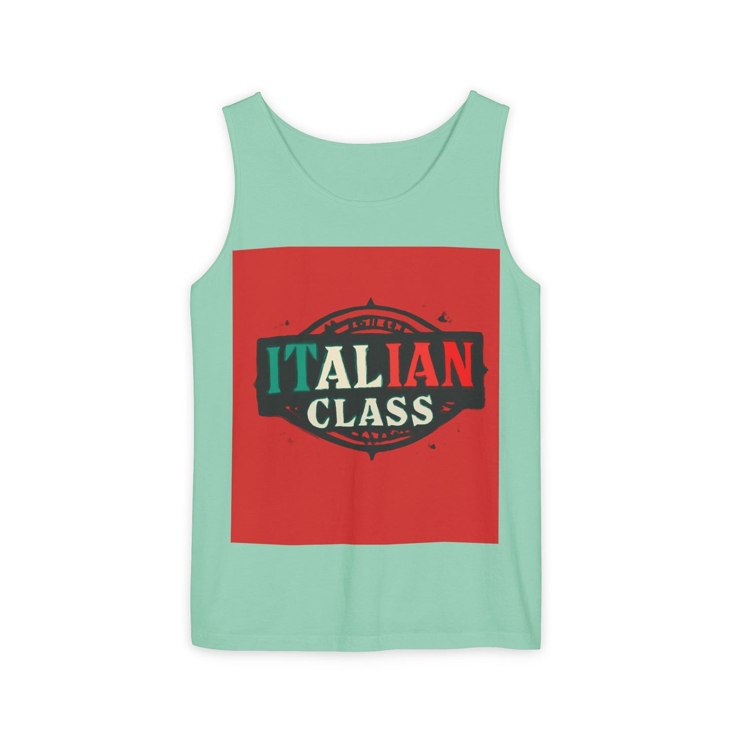 Italian Class Unisex Garment-Dyed Tank Top, Casual Summer Wear, Italian Heritage Gift, Foodie Apparel, Vacation Top