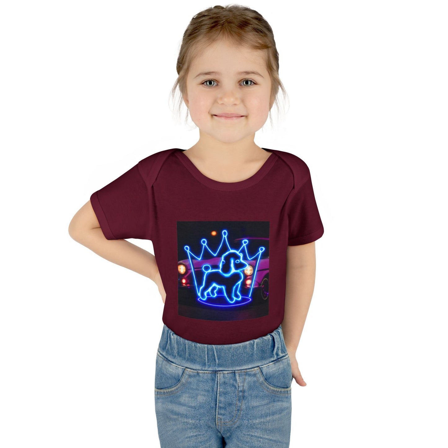 Neon Dog Crown Baby Bodysuit, Cute Infant Outfit, Baby Shower Gift, Newborn Clothes, Pet Lover Apparel, Birthday Gift for Baby