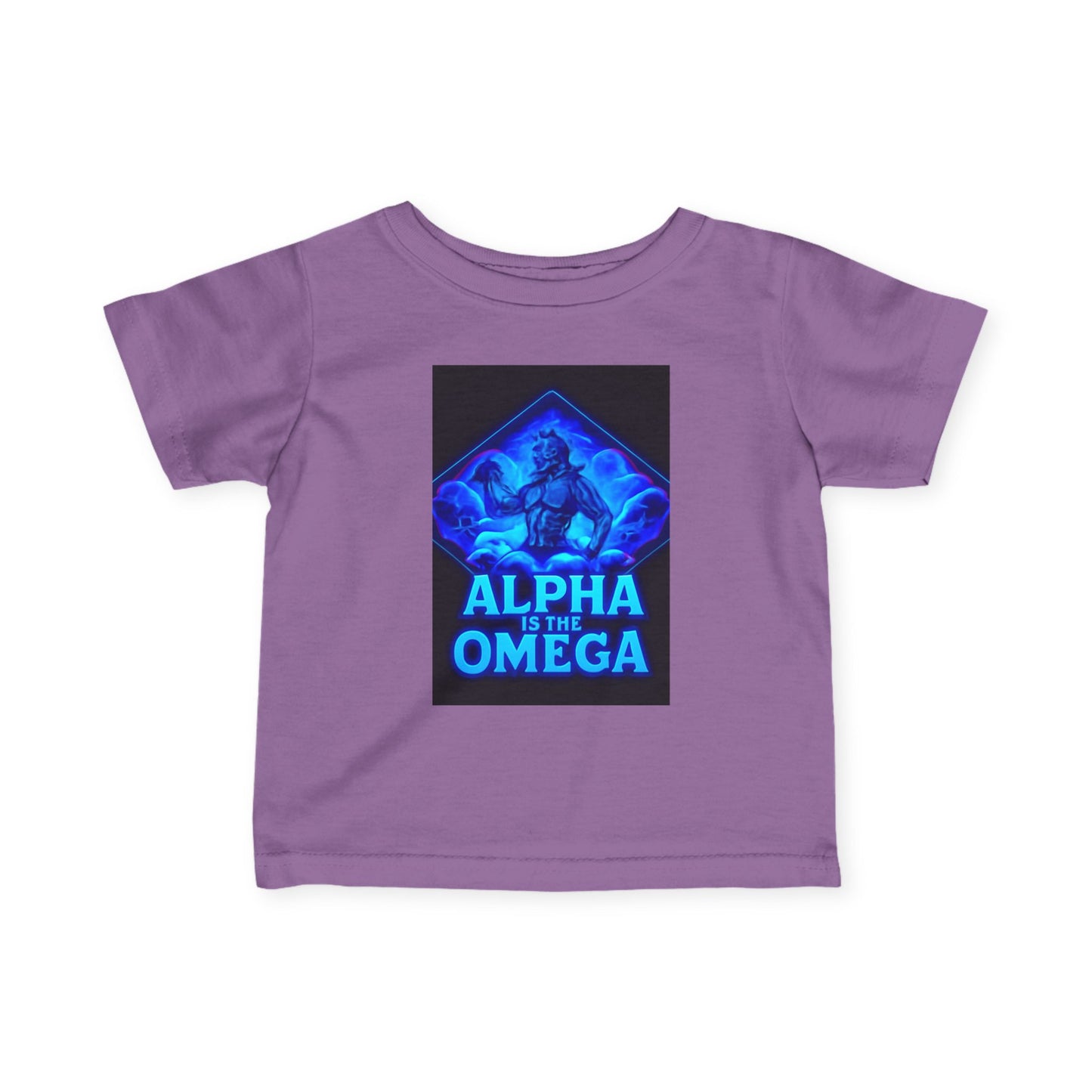 Infant Tee — "Alpha Is the Omega" Neon Christian Baby Shirt
