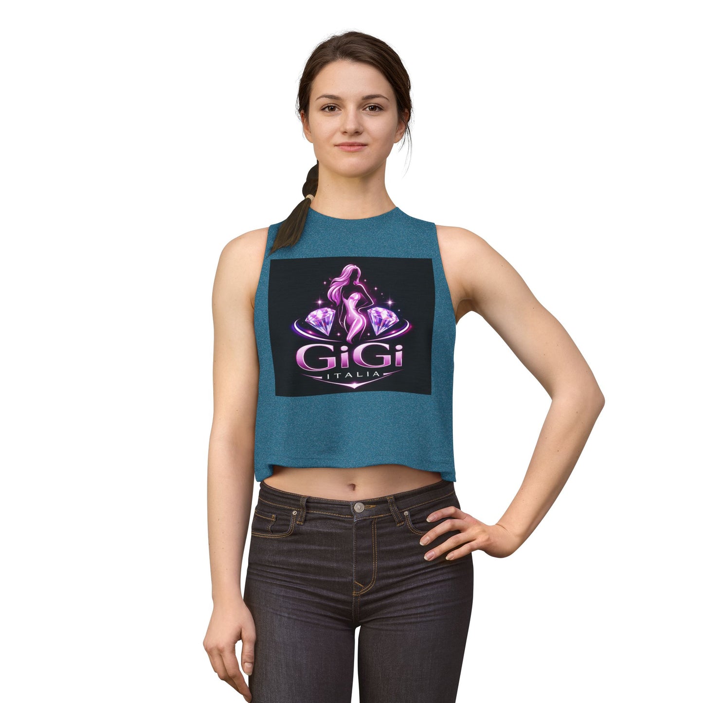 GiGi Italia Crop Top — Pink Glamour Silhouette Graphic