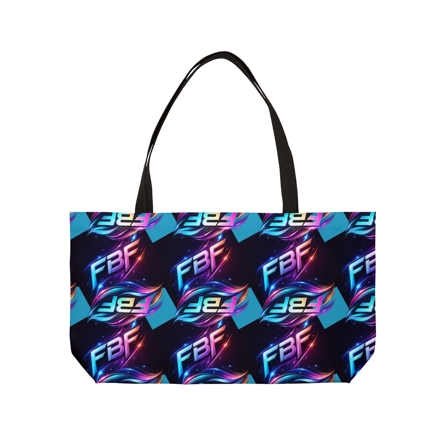 Weekender Tote Bag — Neon FBF Logo Pattern Travel Beach Tote