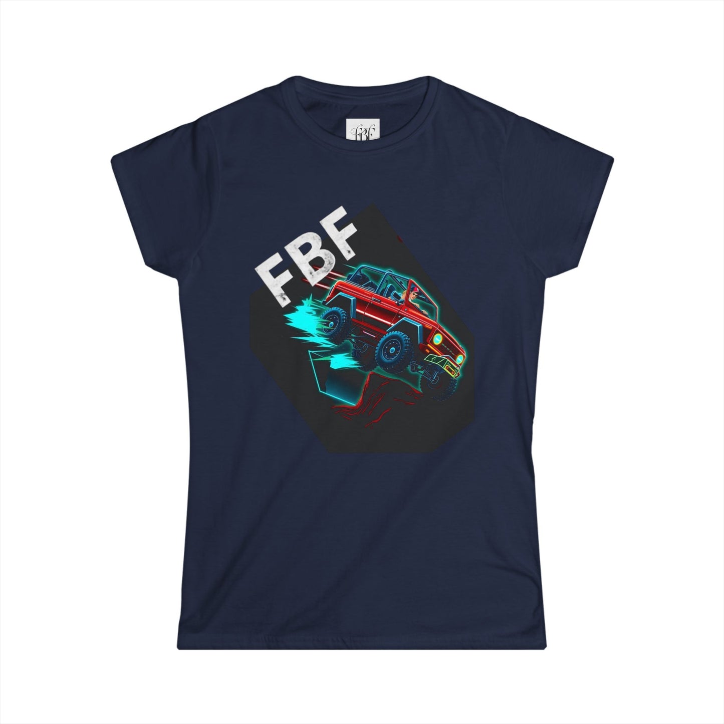 Retro Rally Women's Tee — Neon Muscle Car Graphic (Heart Back Print)
