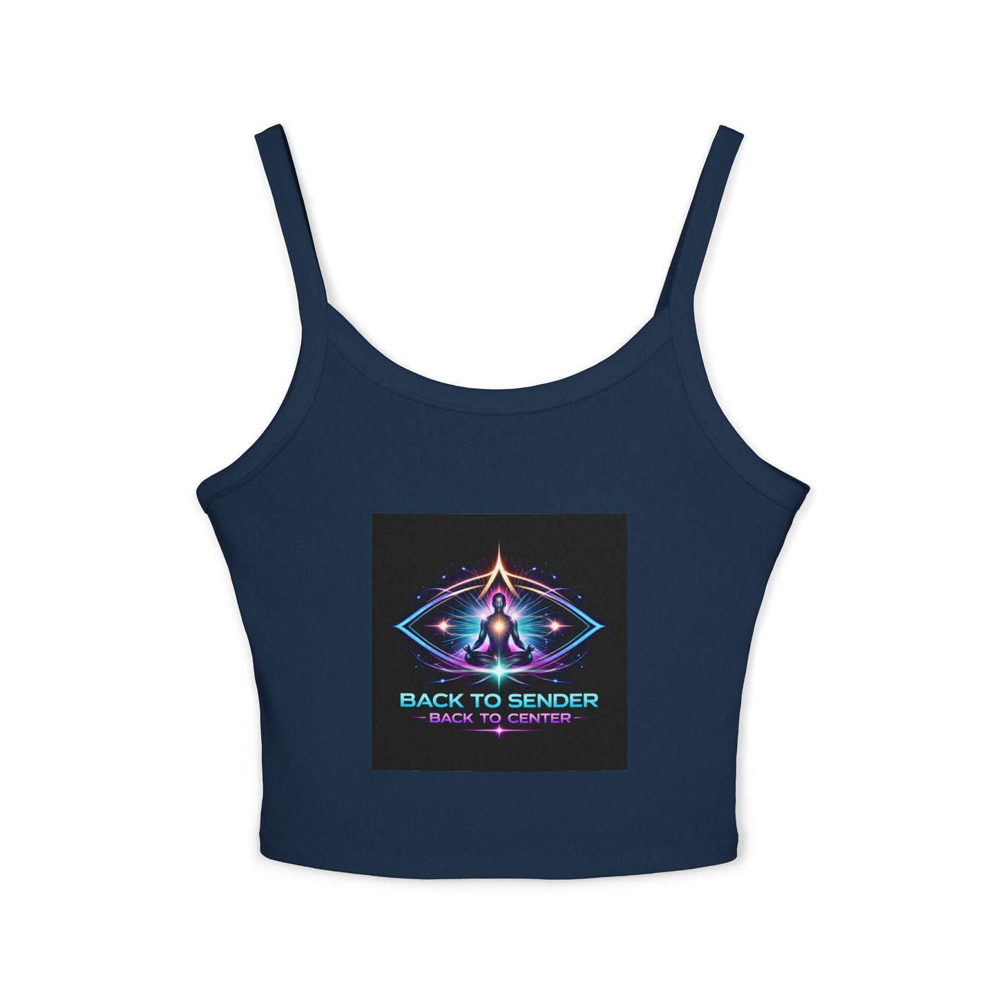 Spaghetti Tank - "Back to Sender, Back to Center" Mystic Chakra Design