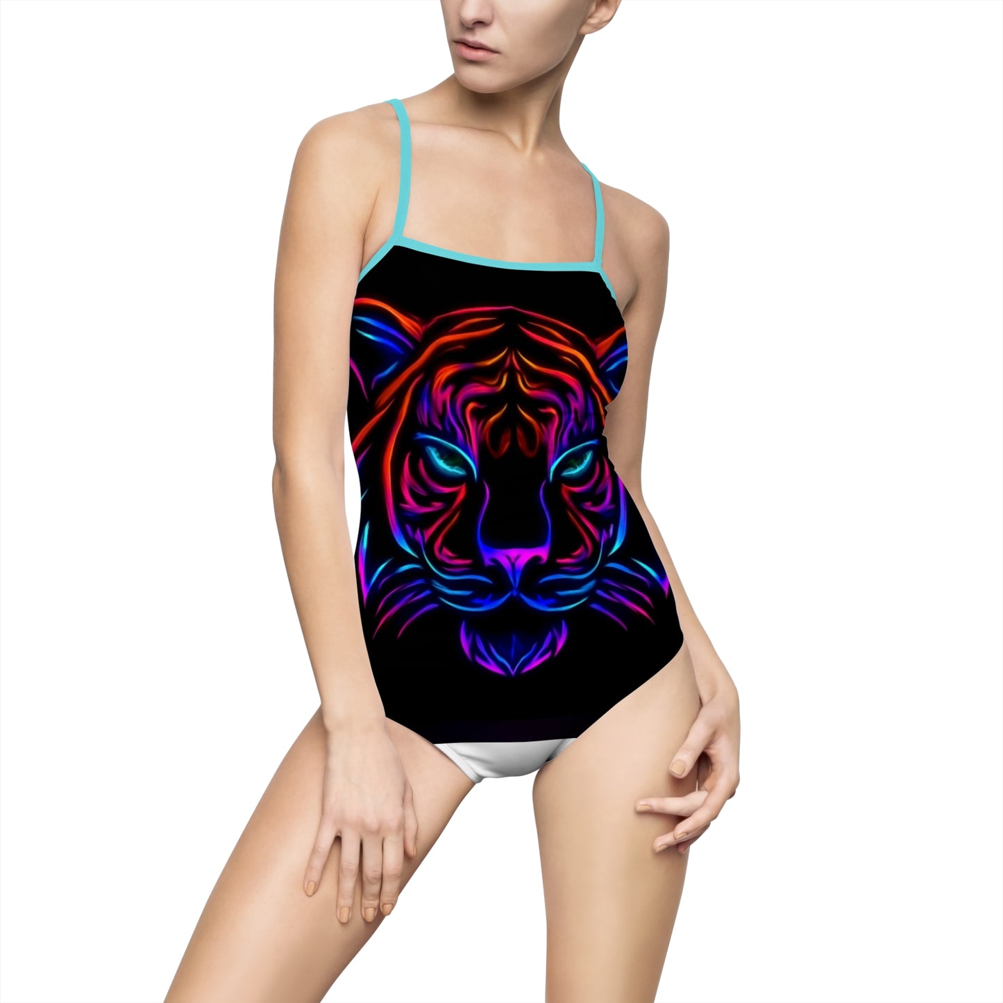 Neon Tiger One-Piece Swimsuit | Vibrant Swimwear, Summer Beachwear, Party Outfit, Swim Team Gear, Vacation Must-Have