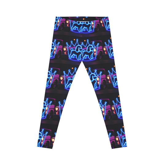 Neon Crown Women's Casual Leggings, Vibrant AOP Activewear, Stylish Jogging Pants, Gift for Her, Festival Clothing, Everyday Comfort