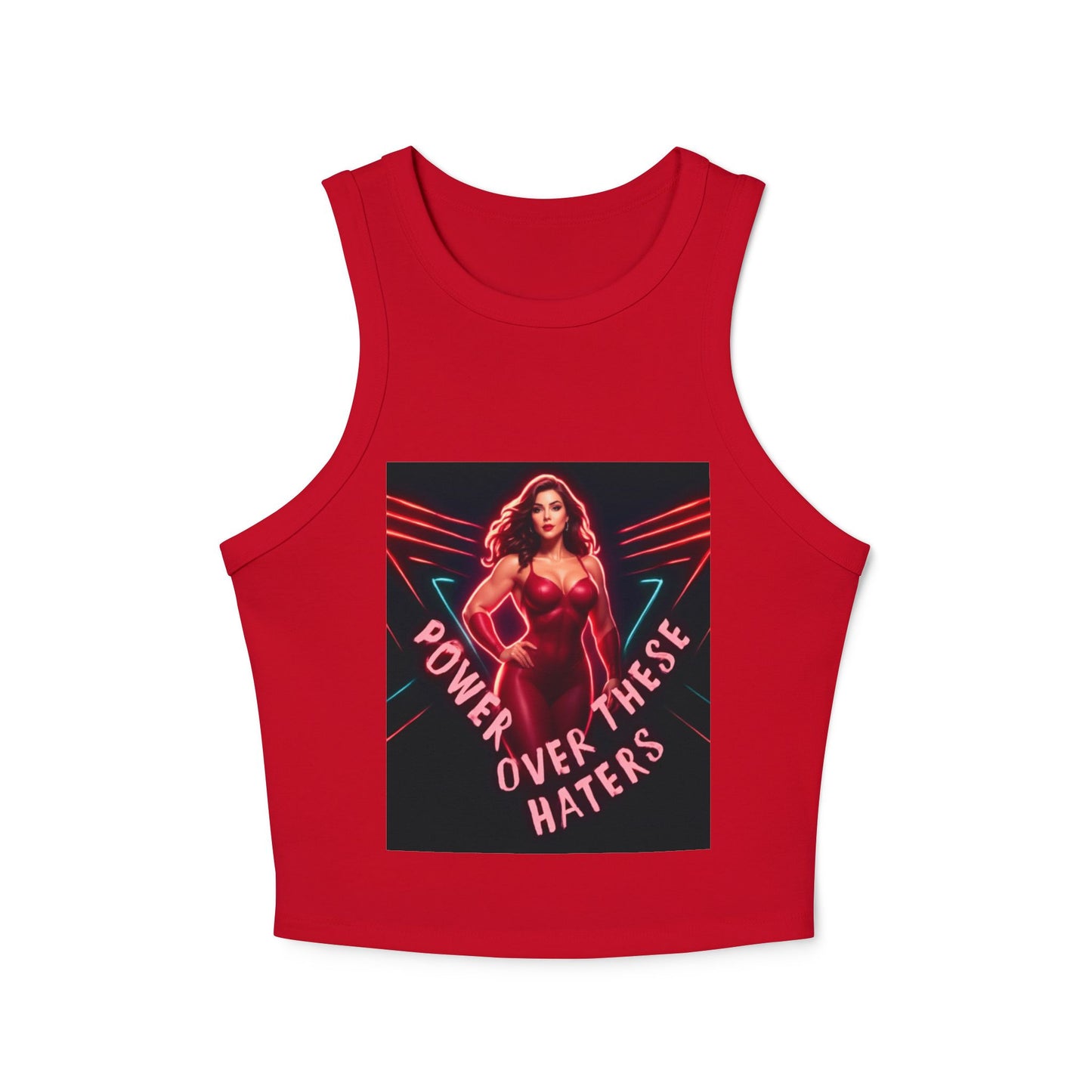 Power Over These Haters Racer Tank Top — FBF Neon Graphic Crop
