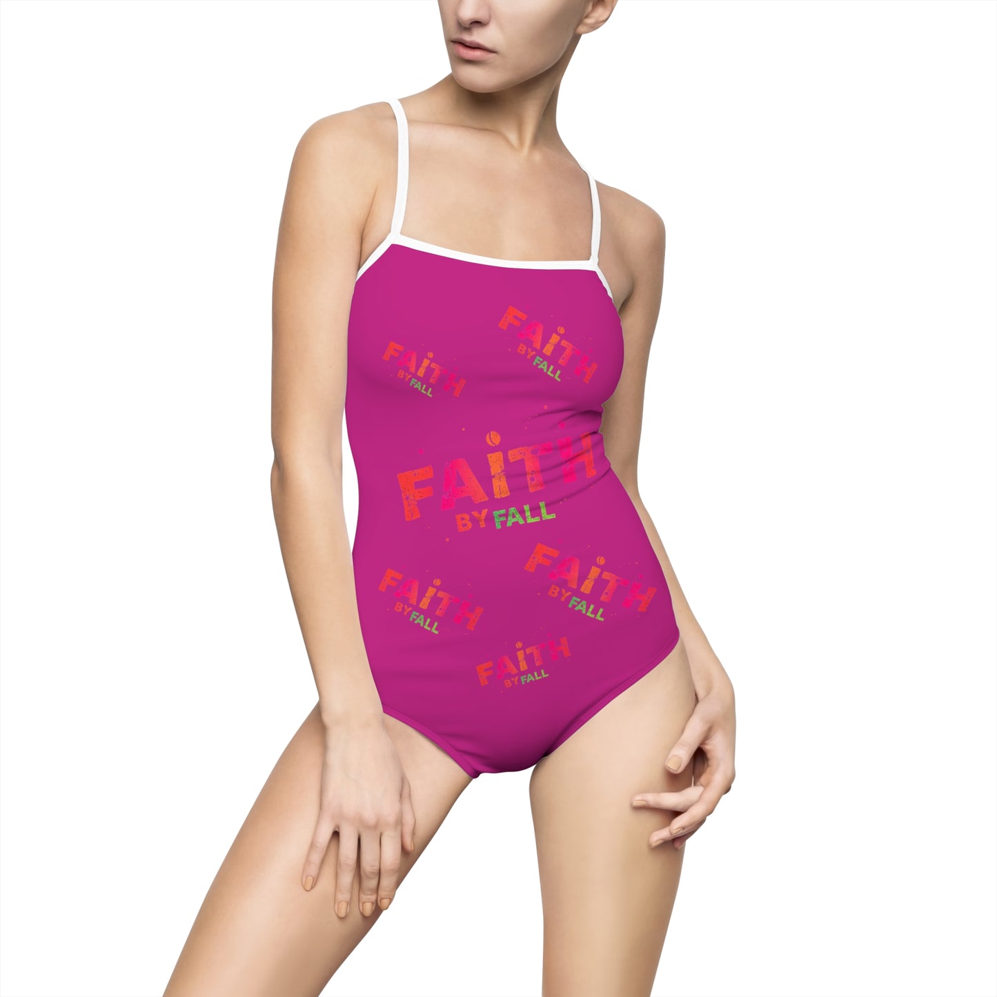 Chic Women's One-Piece Swimsuit - 'Faith' Design for Stylish Beach Days