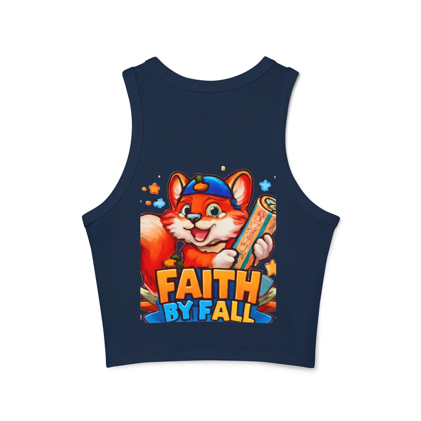 Fox Fabric Designer Tank — “Faith By Fall” Cute Cartoon Fox Racerback Tank Top