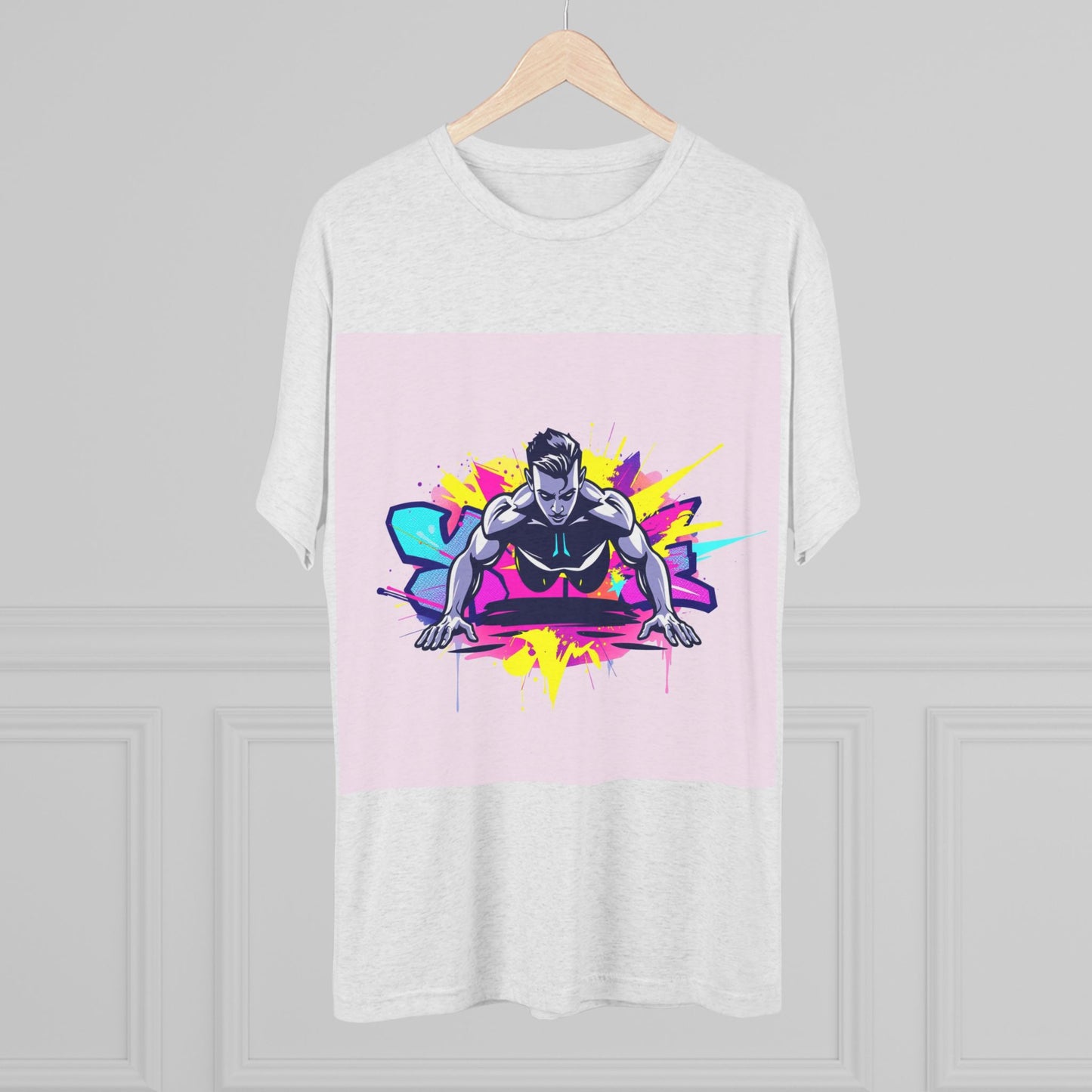Fitness Motivation Tri-Blend Crew Tee - Vibrant Push-Up Design