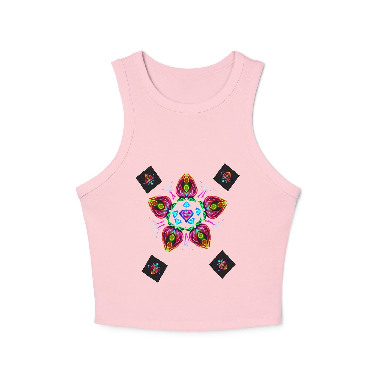 Colorful Graphic Racer Tank Top, Vibrant Summer Top, Festival Apparel, Boho Chic, Casual Wear, Perfect for Concerts, Gift Idea