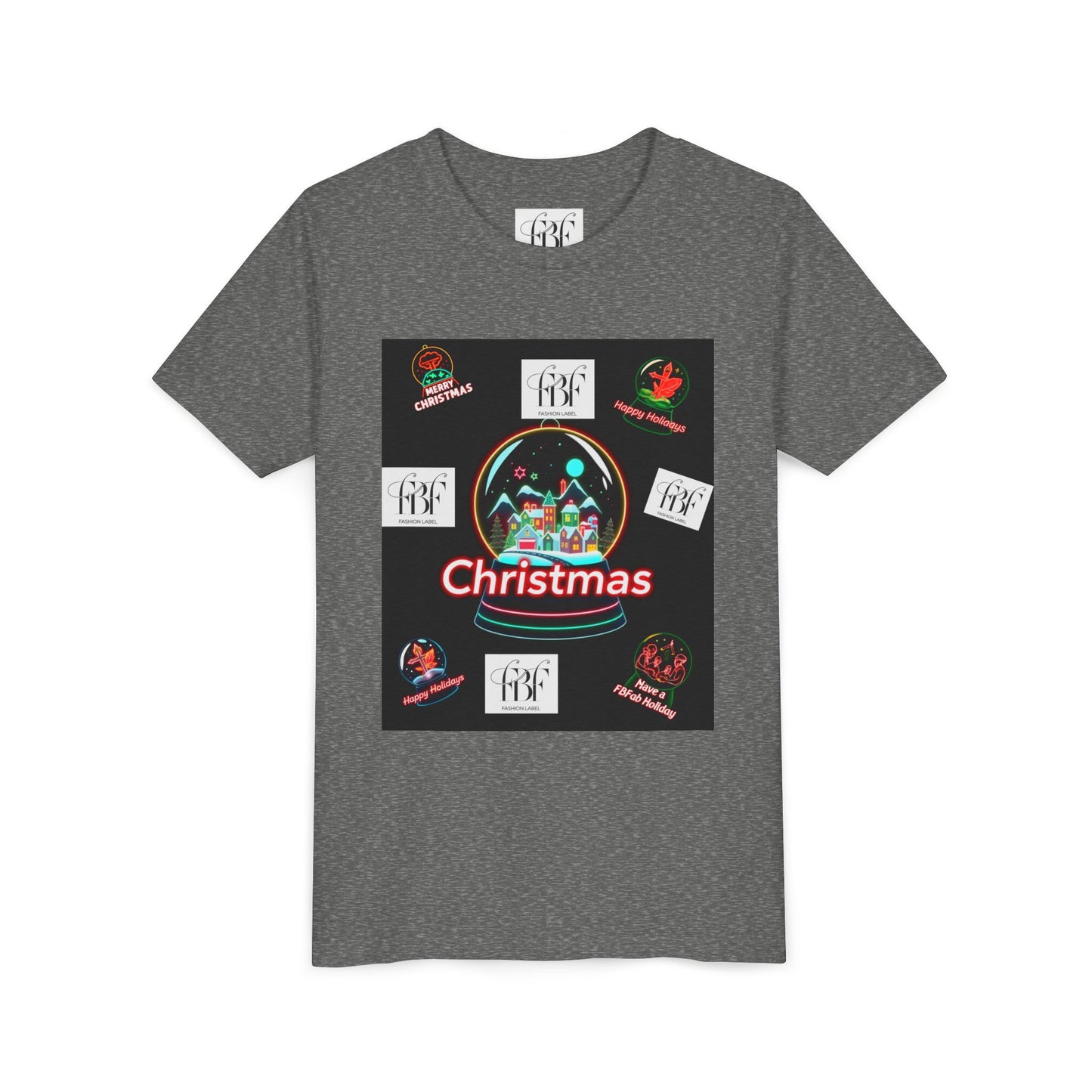 Youth Christmas Short Sleeve Tee, Holiday Tee, Xmas Gift for Kids, Fun Tee for Celebrations, Winter Festive Shirt