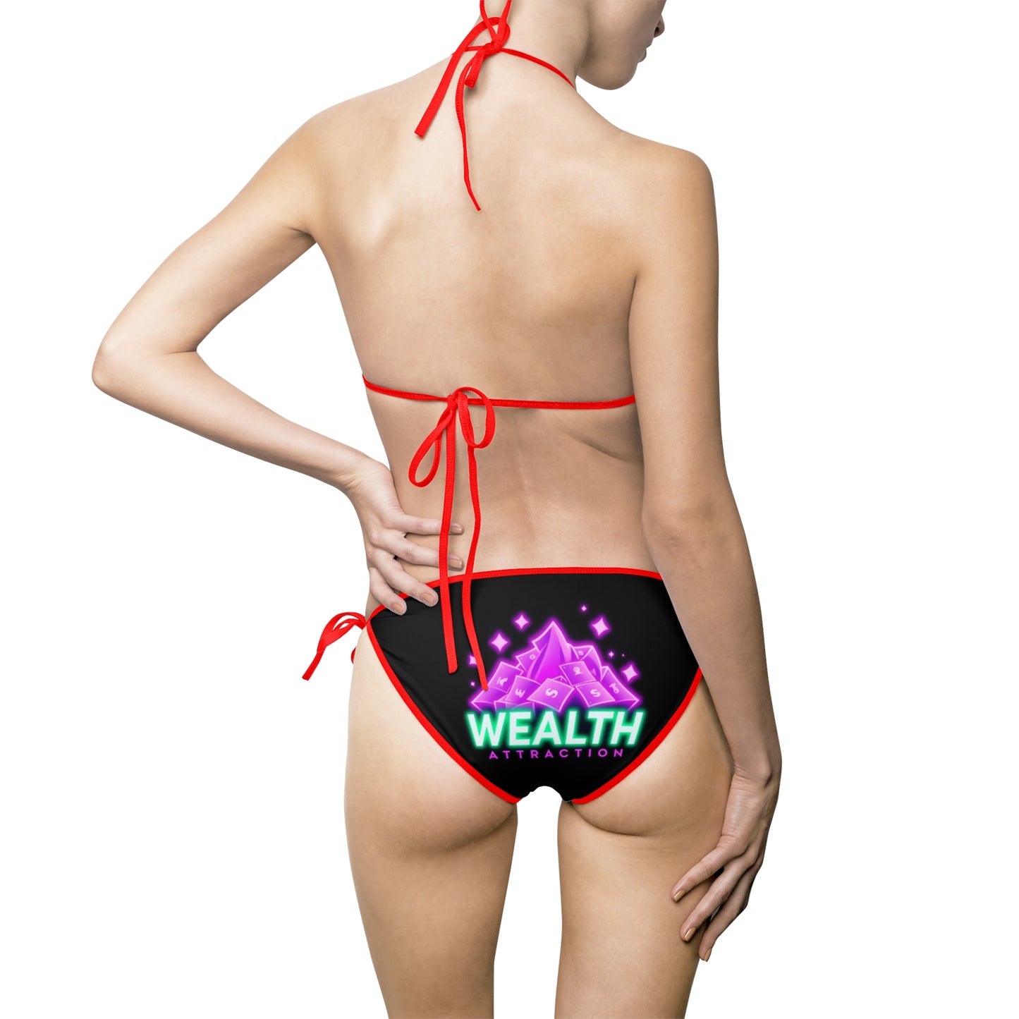 Wealthy Vibes Women's Bikini Swimsuit, Bold Summer Swimwear, Beach Party Outfit, Poolside Fashion, Vacation Ready Swim Set