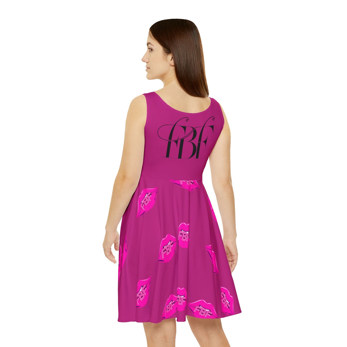 Fabulous Women's Skater Dress, Fun Pink Dress, Casual Summer Dress, Gift for Her, Unique Party Outfit, Playful Flare Dress
