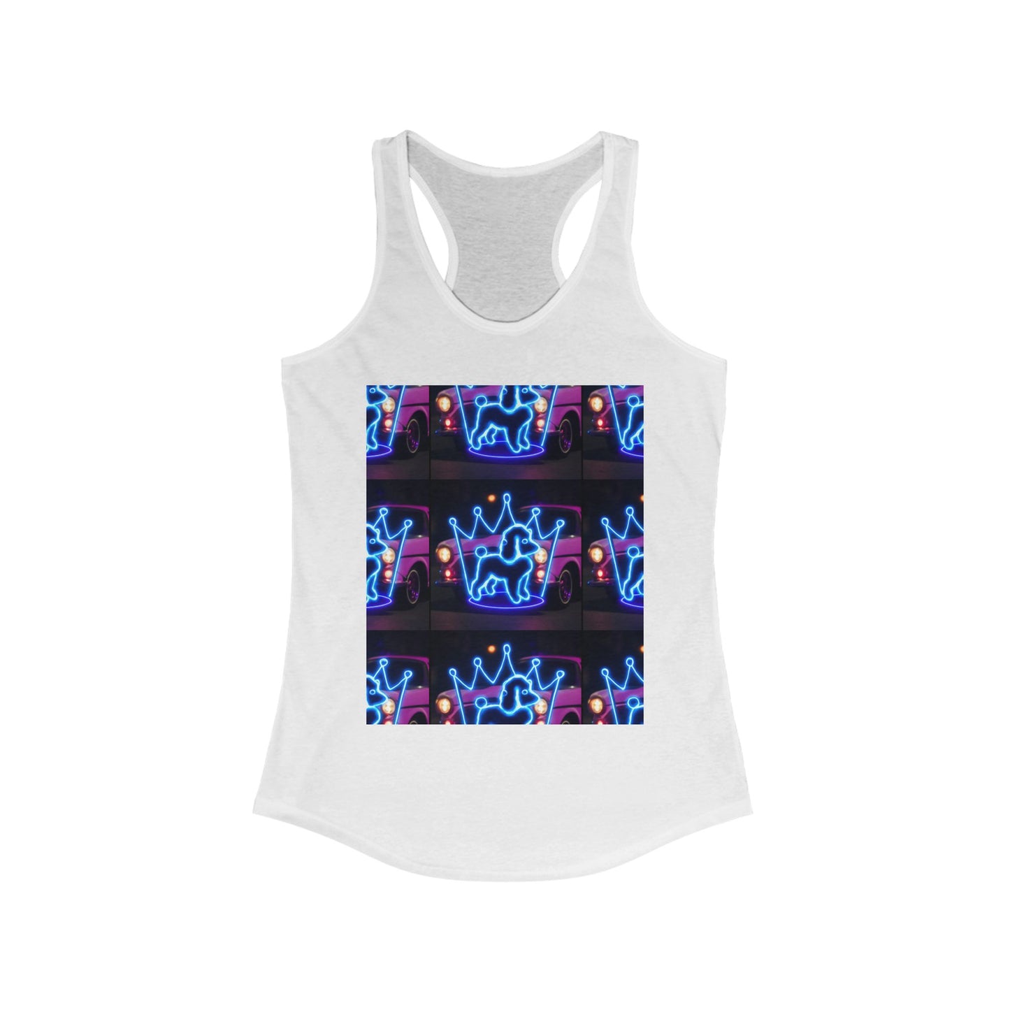 Neon Crown Racerback Tank, Women's Summer Top, Festival Shirt, Casual Wear, Gym Tank for Stylish Women