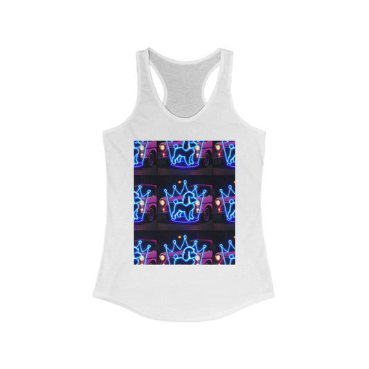 Neon Crown Racerback Tank, Women's Summer Top, Festival Shirt, Casual Wear, Gym Tank for Stylish Women