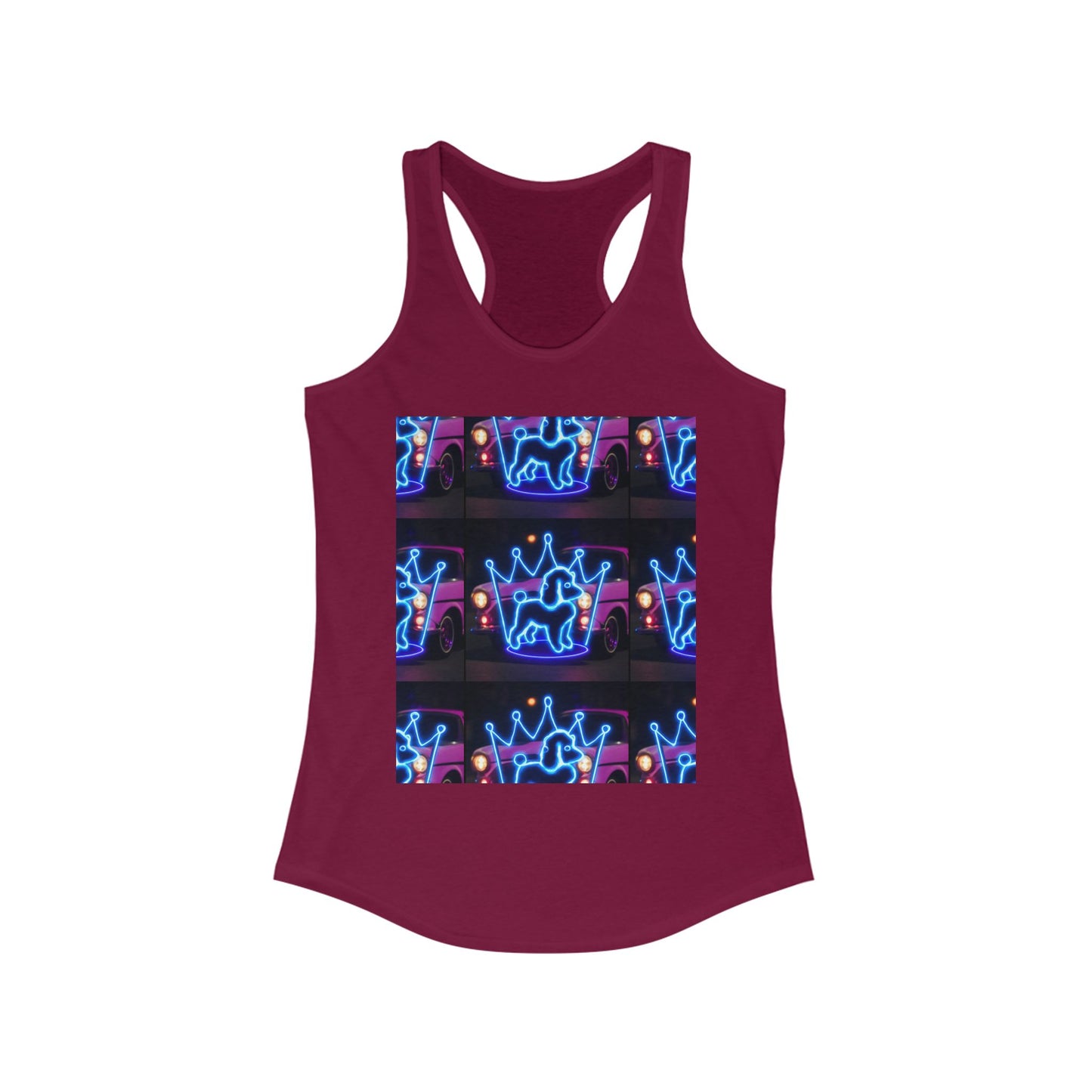Neon Crown Racerback Tank, Women's Summer Top, Festival Shirt, Casual Wear, Gym Tank for Stylish Women