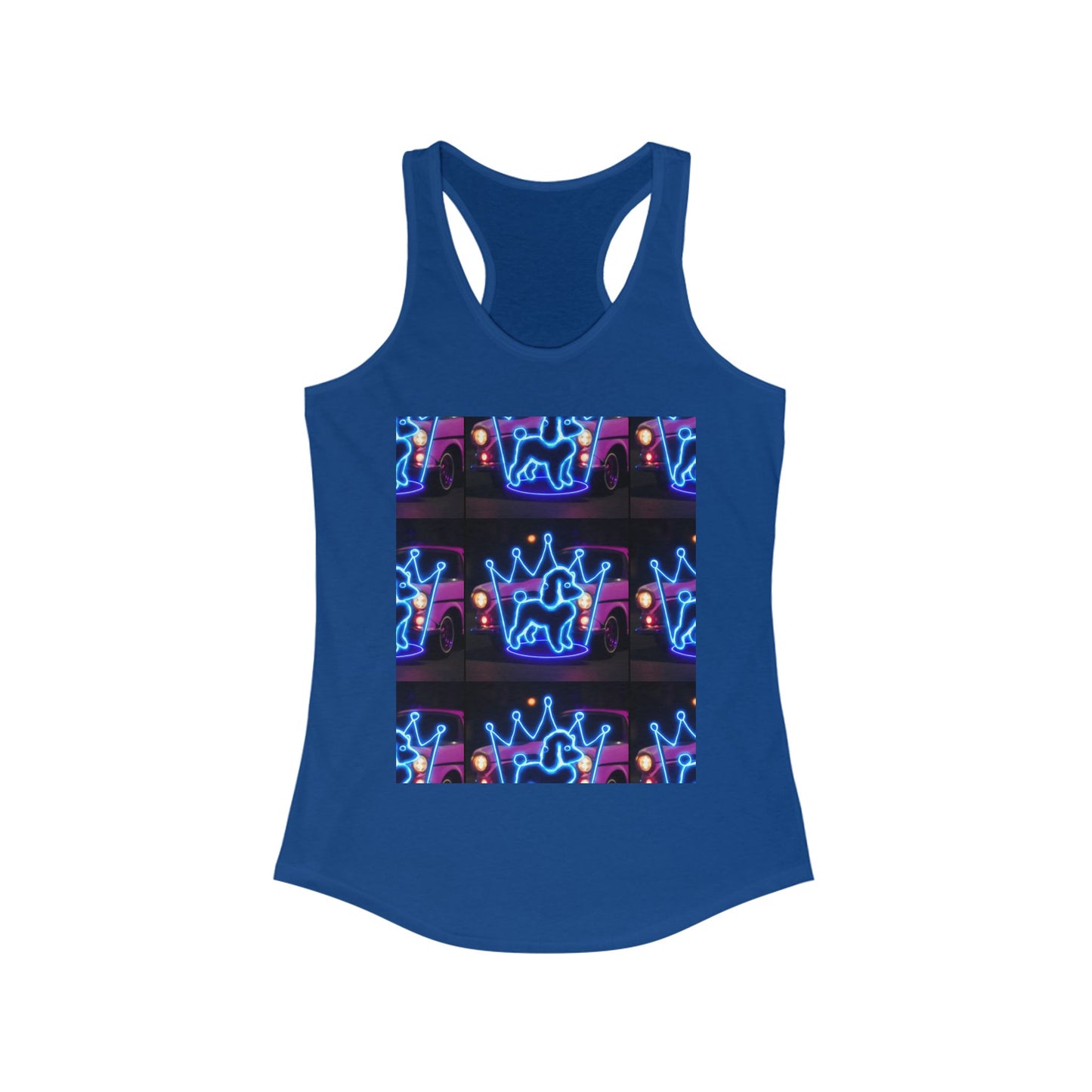 Neon Crown Racerback Tank, Women's Summer Top, Festival Shirt, Casual Wear, Gym Tank for Stylish Women