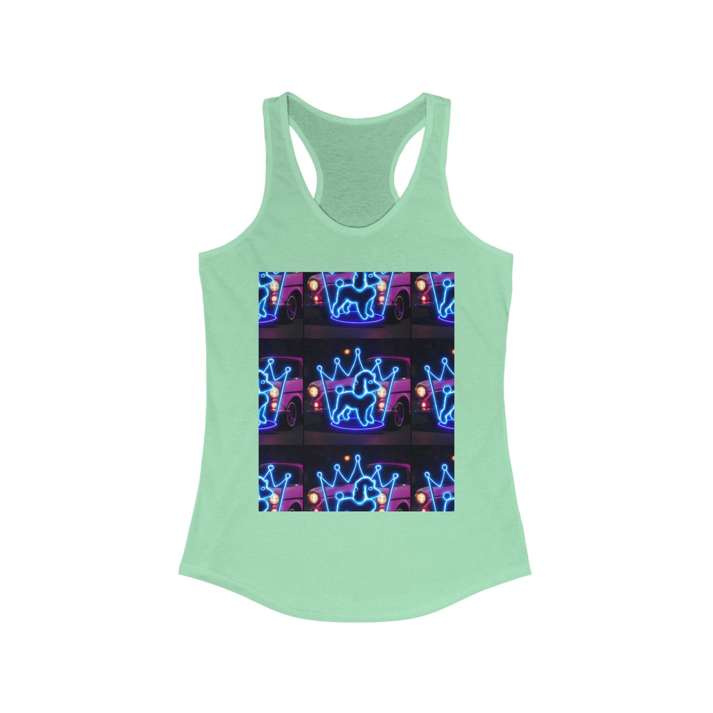 Neon Crown Racerback Tank, Women's Summer Top, Festival Shirt, Casual Wear, Gym Tank for Stylish Women