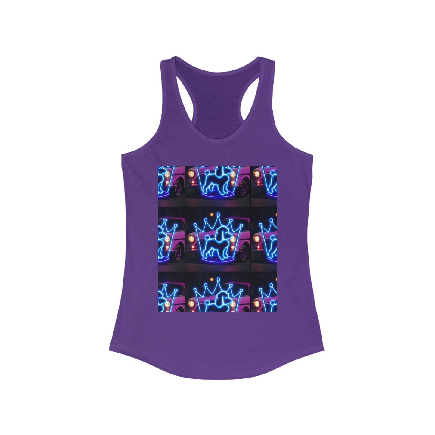 Neon Crown Racerback Tank, Women's Summer Top, Festival Shirt, Casual Wear, Gym Tank for Stylish Women