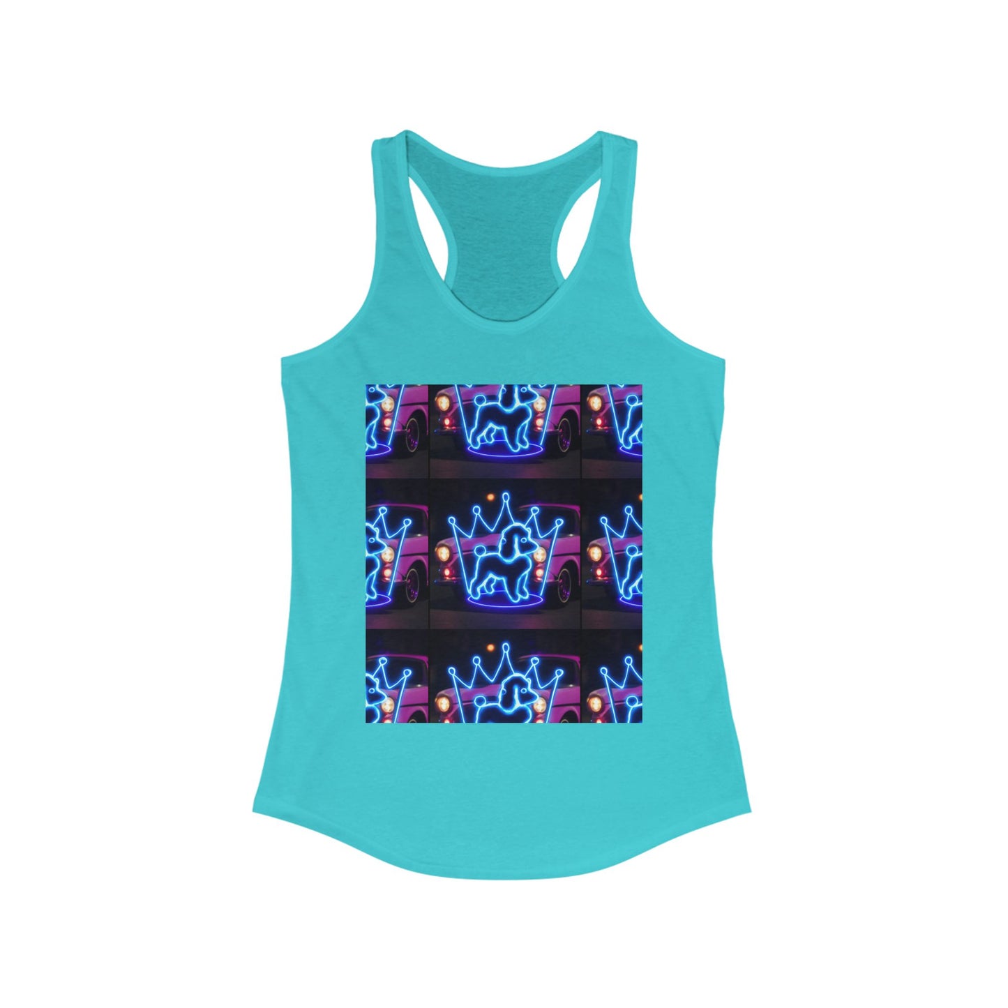 Neon Crown Racerback Tank, Women's Summer Top, Festival Shirt, Casual Wear, Gym Tank for Stylish Women