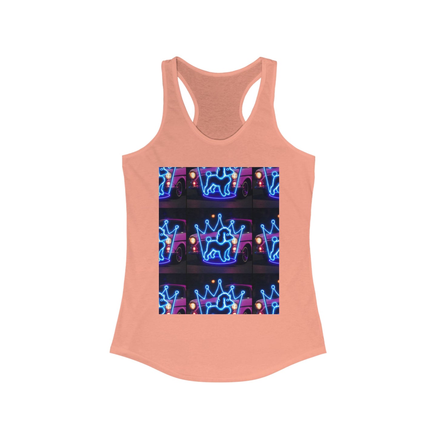 Neon Crown Racerback Tank, Women's Summer Top, Festival Shirt, Casual Wear, Gym Tank for Stylish Women