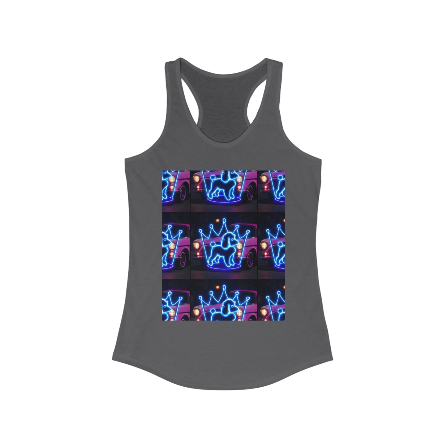 Neon Crown Racerback Tank, Women's Summer Top, Festival Shirt, Casual Wear, Gym Tank for Stylish Women