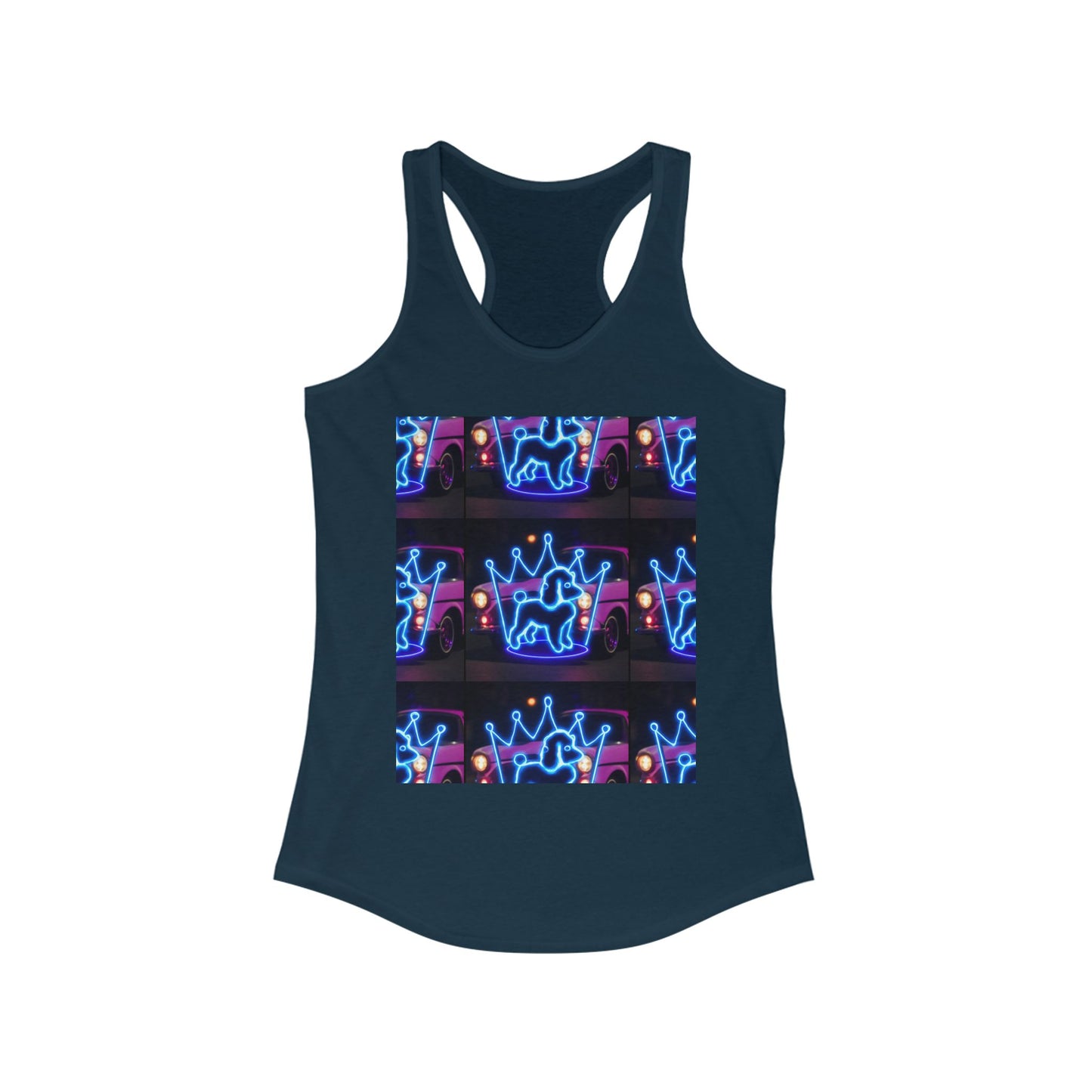 Neon Crown Racerback Tank, Women's Summer Top, Festival Shirt, Casual Wear, Gym Tank for Stylish Women