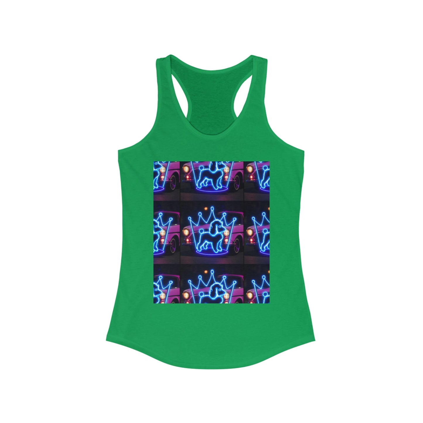 Neon Crown Racerback Tank, Women's Summer Top, Festival Shirt, Casual Wear, Gym Tank for Stylish Women
