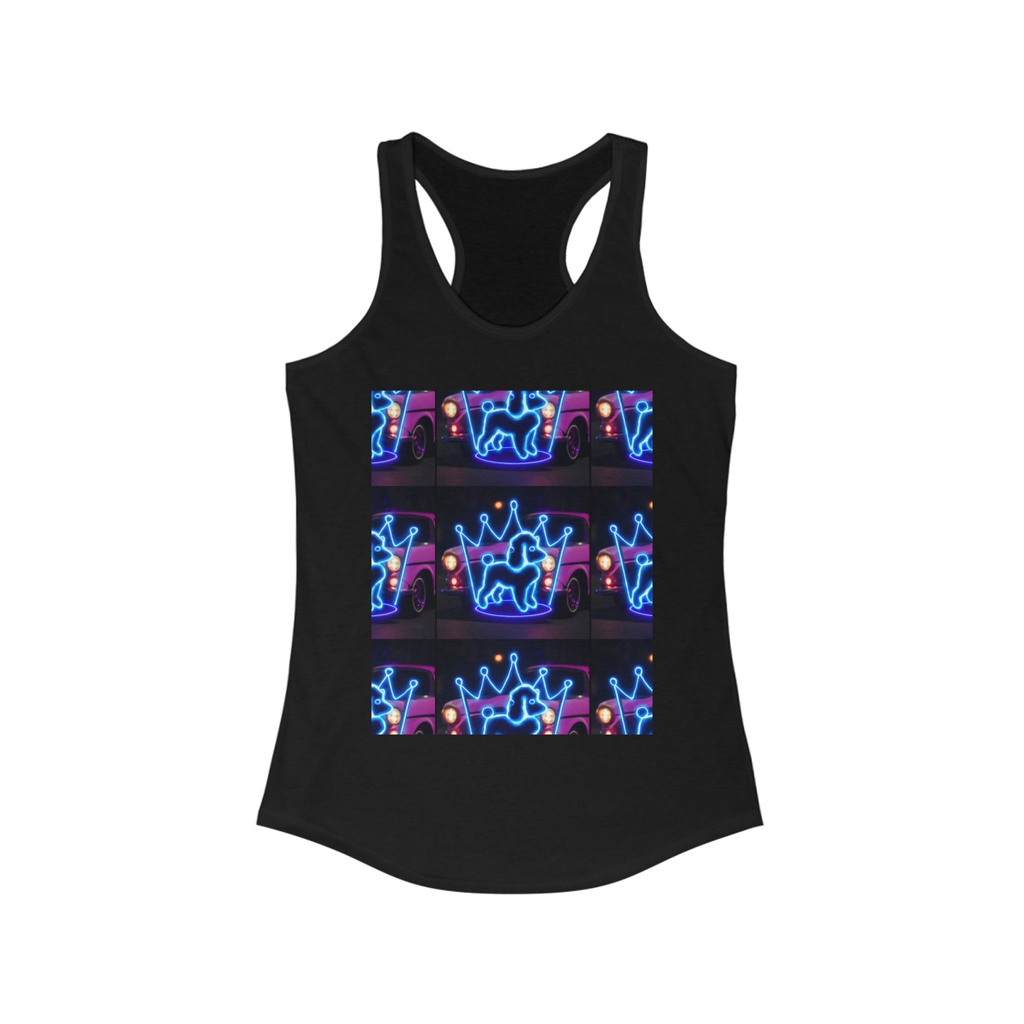 Neon Crown Racerback Tank, Women's Summer Top, Festival Shirt, Casual Wear, Gym Tank for Stylish Women