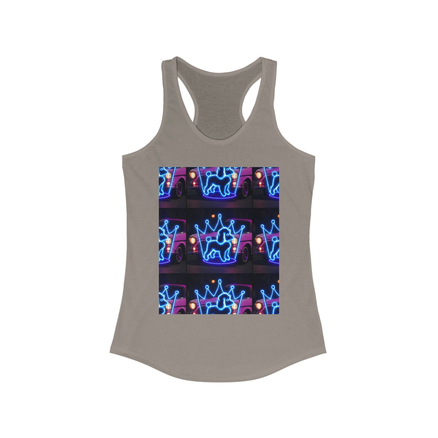 Neon Crown Racerback Tank, Women's Summer Top, Festival Shirt, Casual Wear, Gym Tank for Stylish Women
