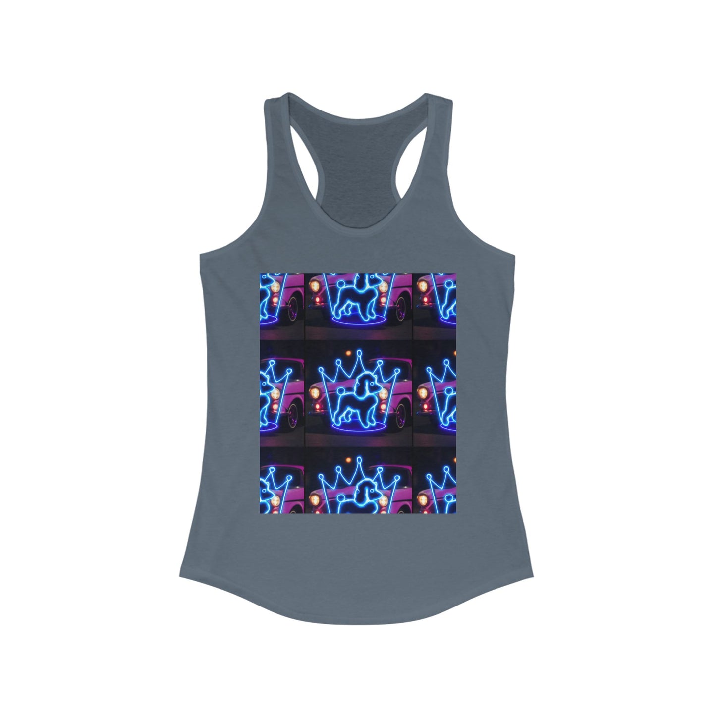 Neon Crown Racerback Tank, Women's Summer Top, Festival Shirt, Casual Wear, Gym Tank for Stylish Women