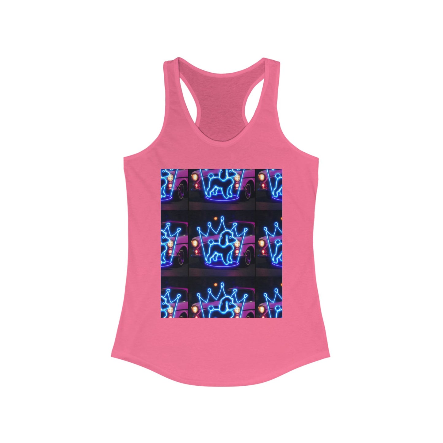Neon Crown Racerback Tank, Women's Summer Top, Festival Shirt, Casual Wear, Gym Tank for Stylish Women