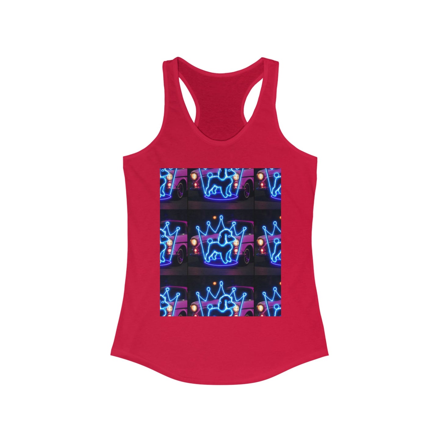 Neon Crown Racerback Tank, Women's Summer Top, Festival Shirt, Casual Wear, Gym Tank for Stylish Women